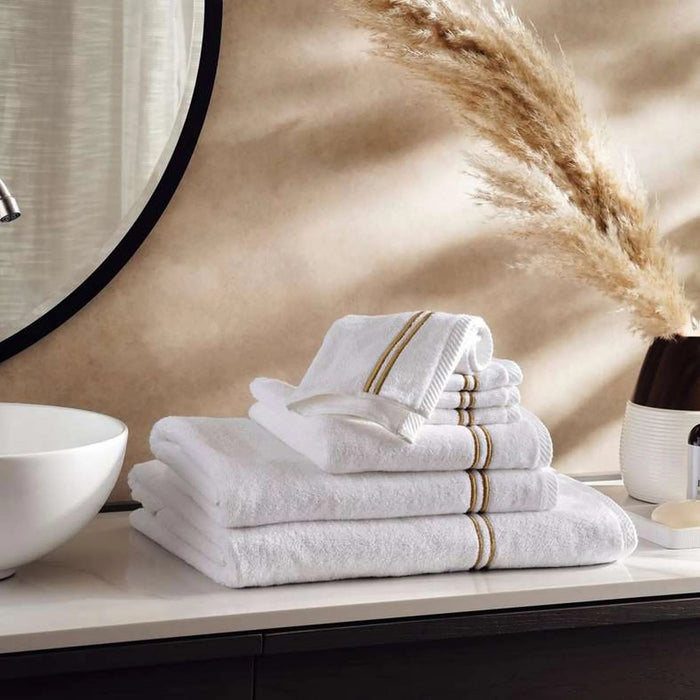 Prime Line Embroidered 4 Piece Fingertip Towel 30X30 Cm-White/Gold Pan Home