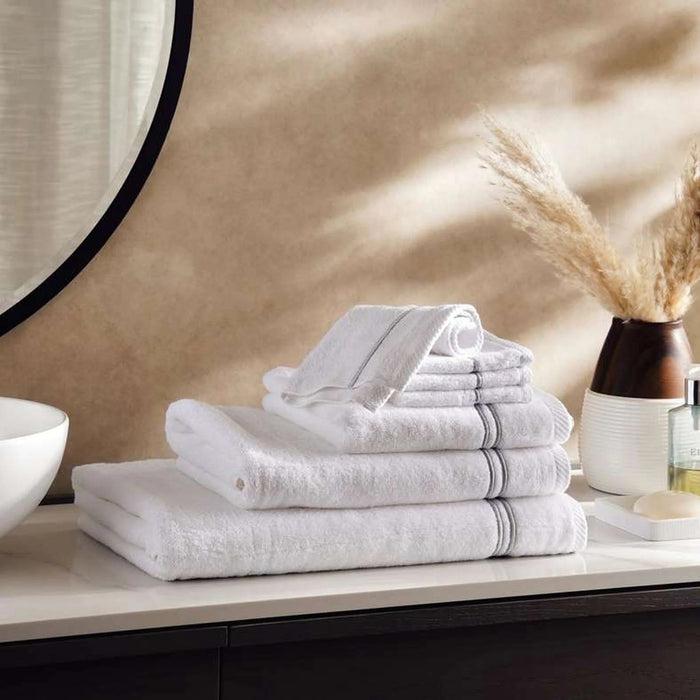 Prime Line Embroidered 4-Piece Fingertip Towel 30X30 Cm-White/Silver Pan Home