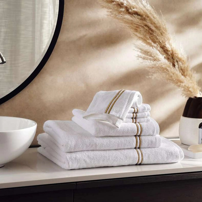 Prime Line Embroidered Bath Sheet 90X180 Cm-White/Gold Pan Home