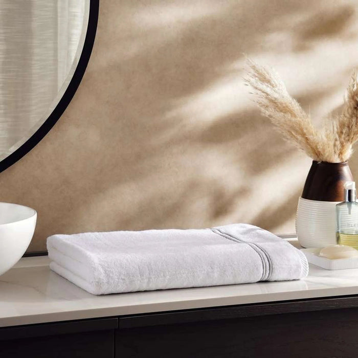 Prime Line Embroidered Bath Sheet 90X180 Cm-White/Silver Pan Home