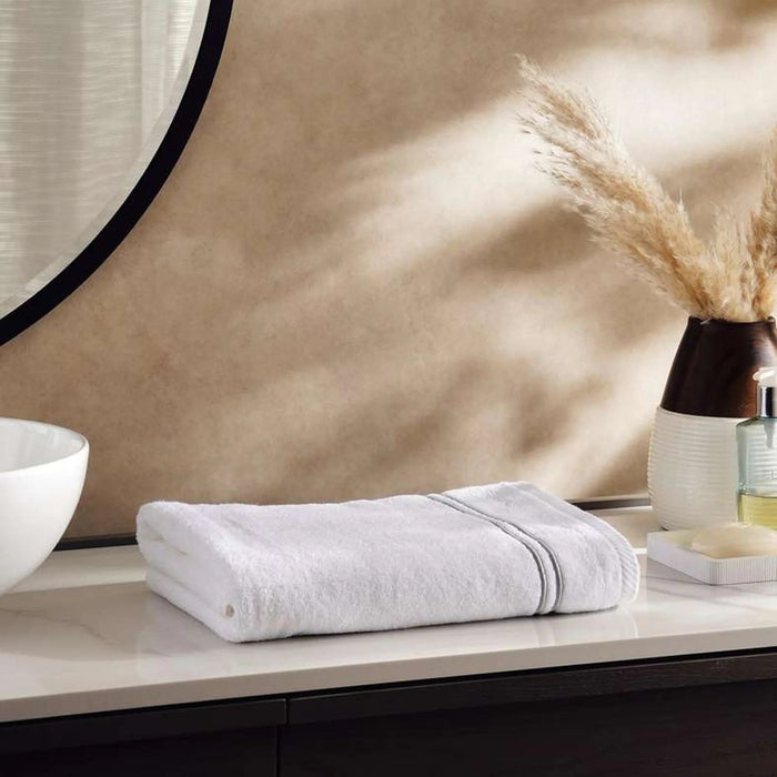 Prime Line Embroidered Bath Towel 70X140 Cm-White/Silver Pan Home