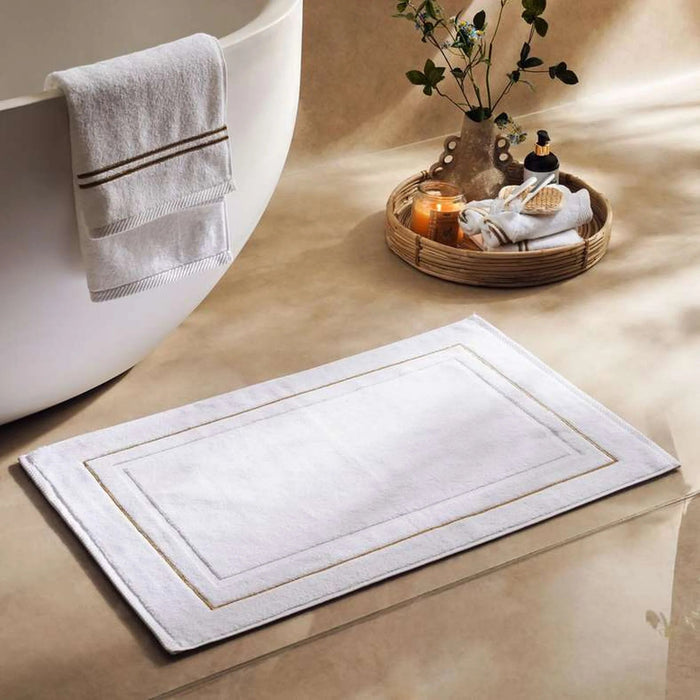Prime Line Embroidered Bathmat  50X80 Cm-White/Gold Pan Home