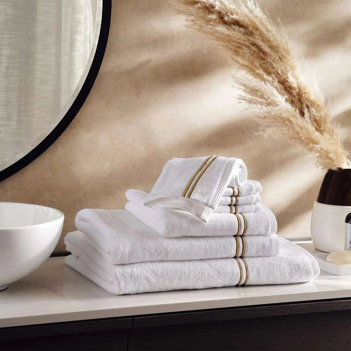 Prime Line Embroidered Hand Towel 50X100 Cm-White/Gold Pan Home