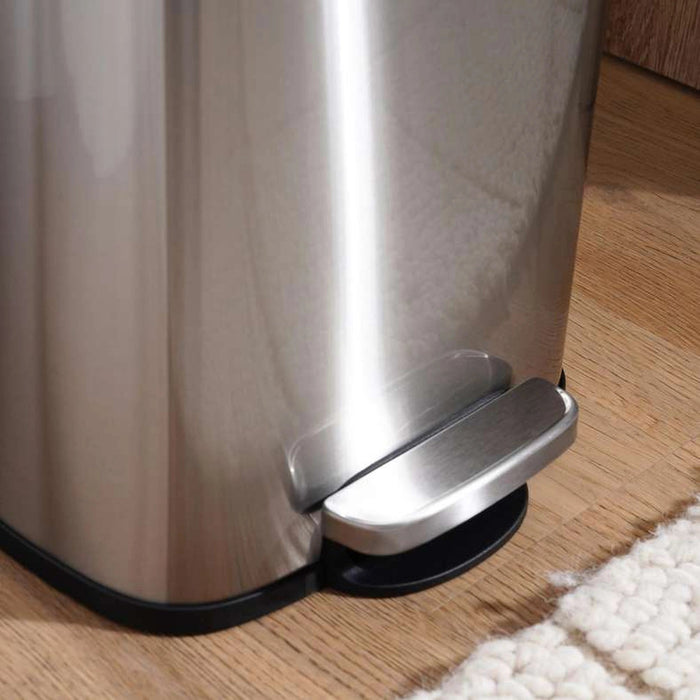 Primo Fingerprint Resistant Metal Pedal Bin - Chrome Pan Home
