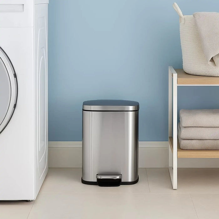 Primo Fingerprint Resistant Metal Pedal Bin - Chrome Pan Home