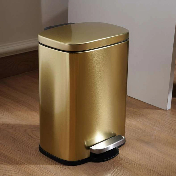 Primo Fingerprint Resistant Metal Pedal Bin 5L - Gold Pan Home