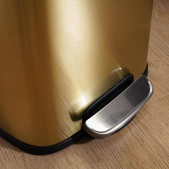 Primo Fingerprint Resistant Metal Pedal Bin 5L - Gold Pan Home