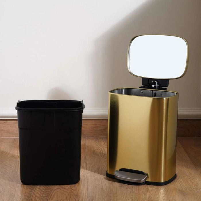 Primo Fingerprint Resistant Metal Pedal Bin 5L - Gold Pan Home