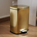 Primo Fingerprint Resistant Metal Pedal Bin 28.6X26X38Cm 12L - Gold Pan Home