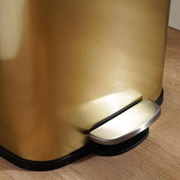 Primo Fingerprint Resistant Metal Pedal Bin 28.6X26X38Cm 12L - Gold Pan Home