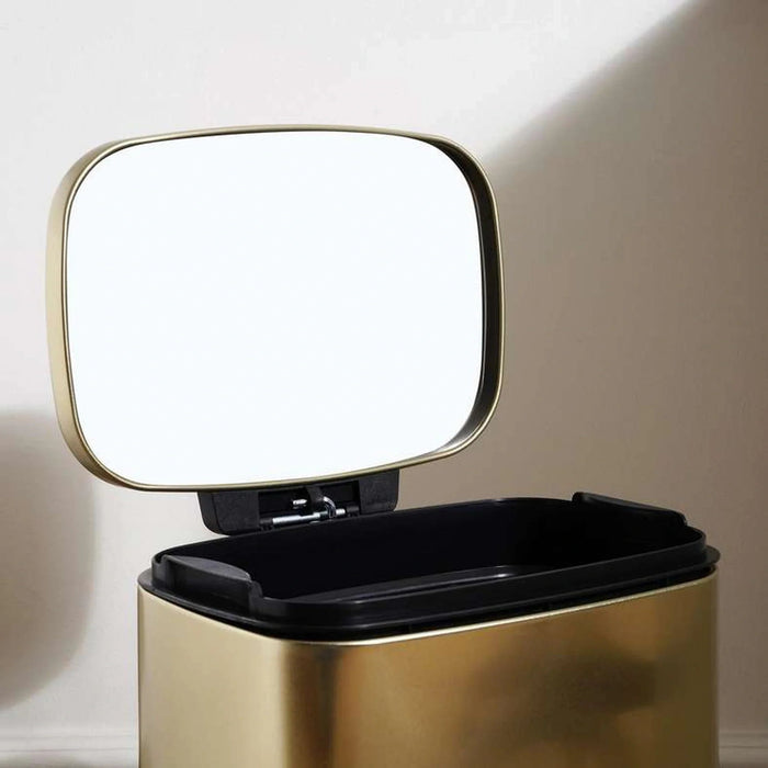 Primo Fingerprint Resistant Metal Pedal Bin 28.6X26X38Cm 12L - Gold Pan Home