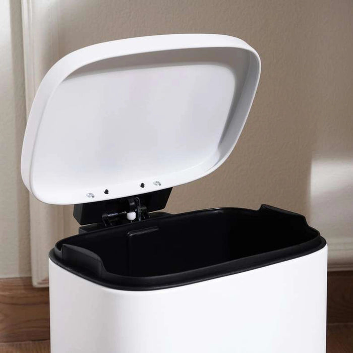 Primo Fingerprint Resistant Metal Pedal Bin 12L - White Pan Home