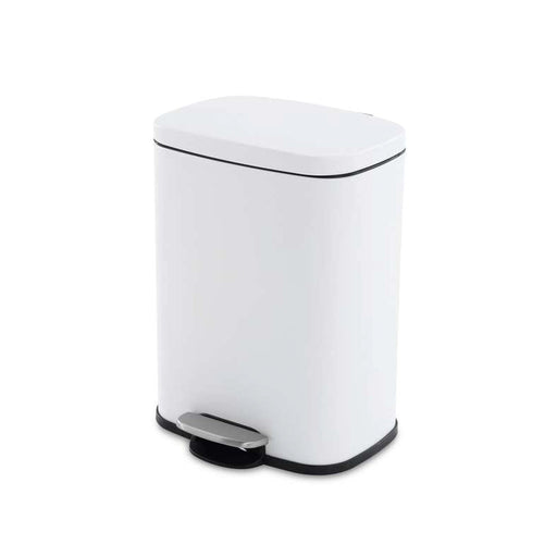 Primo Fingerprint Resistant Metal Pedal Bin 12L - White Pan Home