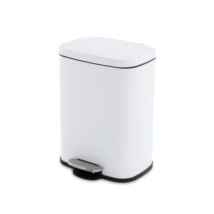 Primo Fingerprint Resistant Metal Pedal Bin 12L - White Pan Home