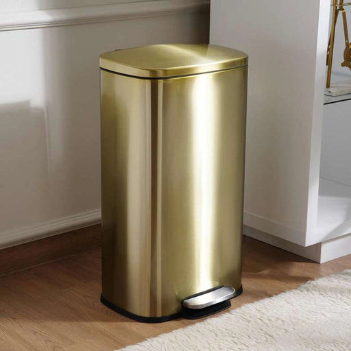 Primo Fingerprint Resistant Metal Pedal Bin 35X31.5Xh60.2cm 30L - Gold Pan Home