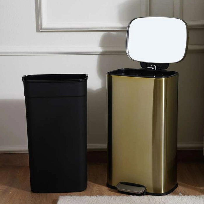 Primo Fingerprint Resistant Metal Pedal Bin 35X31.5Xh60.2cm 30L - Gold Pan Home