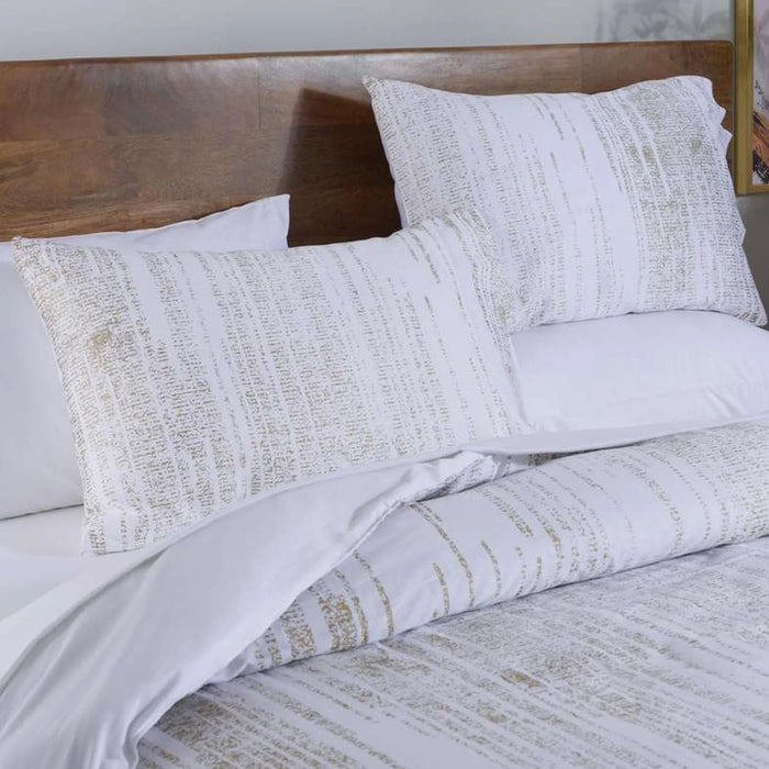 Pristine Gold Foil 225 Tc 3-Piece King Comforter Set 240X260Cm - White/Gold Pan Home