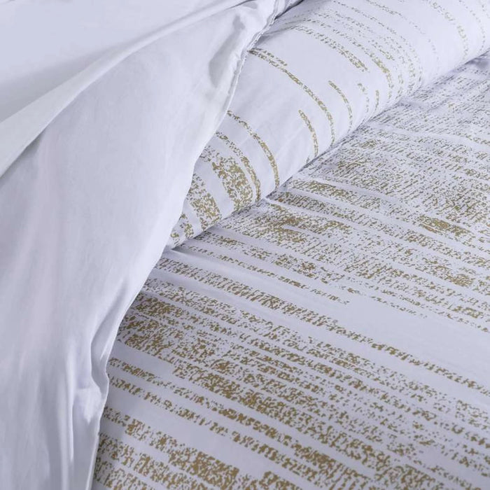 Pristine Gold Foil 225 Tc 3-Piece King Comforter Set 240X260Cm - White/Gold Pan Home