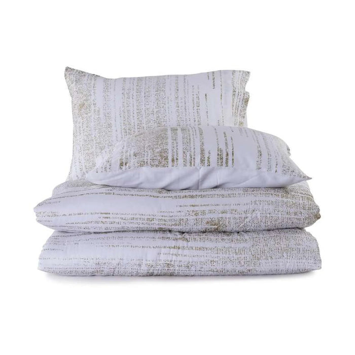 Pristine Gold Foil 225 Tc 3-Piece King Comforter Set 240X260Cm - White/Gold Pan Home