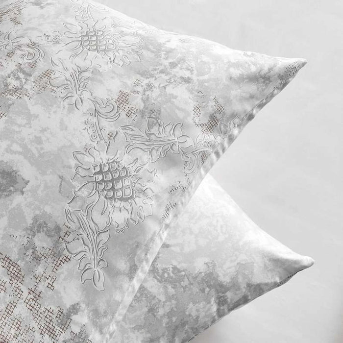 Pure Luxe Baroque 3-Piece Queen Comforter Set 200X240Cm - Grey/Metallic Gold