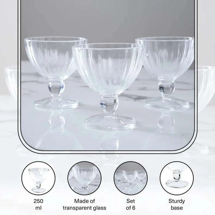 Quardro 6-Piece Ice Cream Sundae Set 250Ml - Clear Pan Home