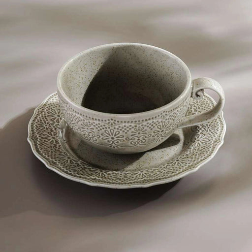 Queen Lace Porcelain Tea Cup Saucer 250Ml -Brown Pan Home