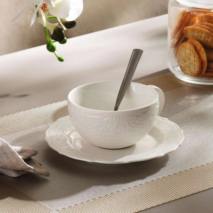 Queen Lace Porcelain Tea Cup Saucer 250Ml - White Pan Home