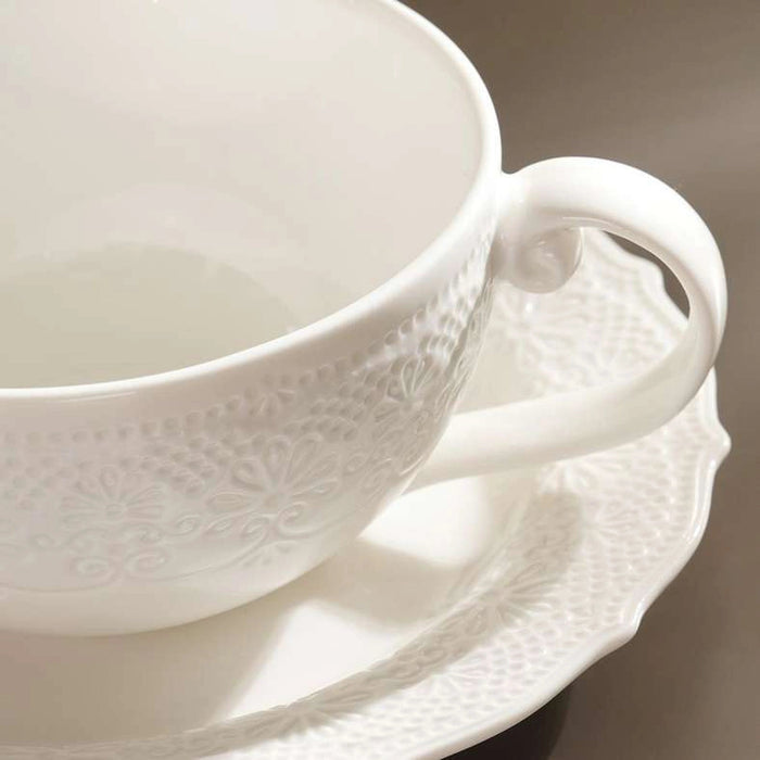 Queen Lace Porcelain Tea Cup Saucer 250Ml - White Pan Home