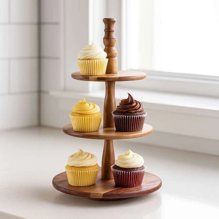 Rabaha Acacia 3-Tier Cake Stand D35X60Cm -Natural
