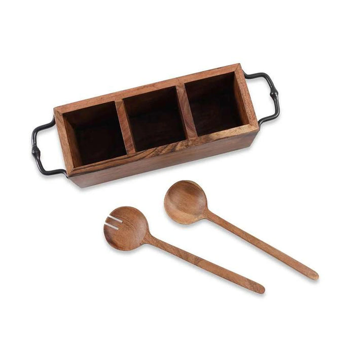 Rabaha Acacia Caddy With 2-Piece Serving Spoon - Natural
