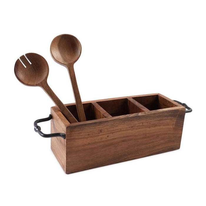 Rabaha Acacia Caddy With 2-Piece Serving Spoon - Natural