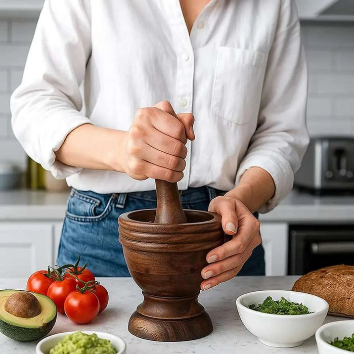 Rabaha Acacia Mortar Pestle D12.7X21.9Cm -Natural