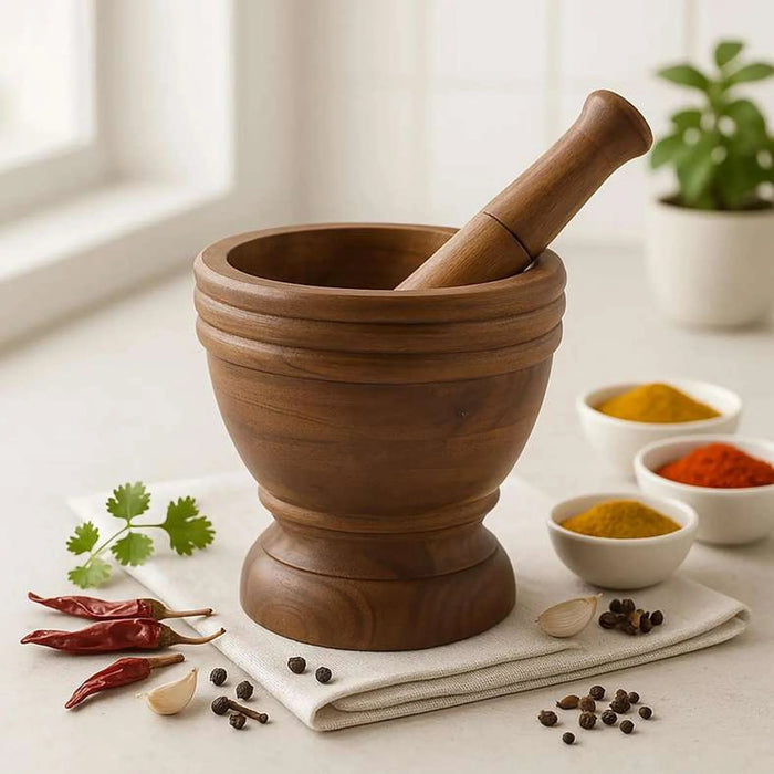 Rabaha Acacia Mortar Pestle D12.7X21.9Cm -Natural