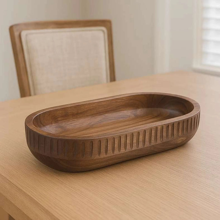 Rabaha Acacia Oval Serving Bowl 40.6X20.3X7.6Cm -Natural