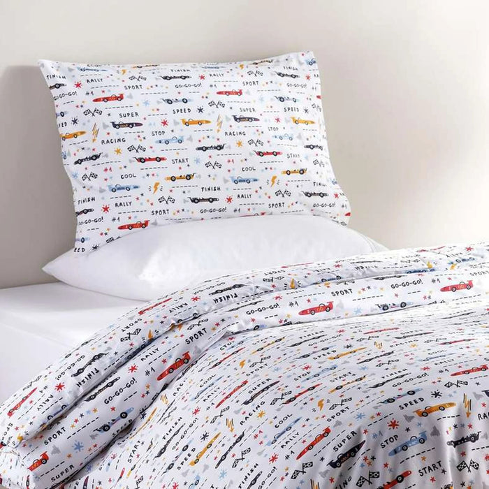 Racing Cars 2-Piece Duvet Cover Set 135X200Cm-Blue