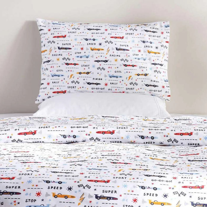 Racing Cars 2-Piece Duvet Cover Set 135X200Cm-Blue