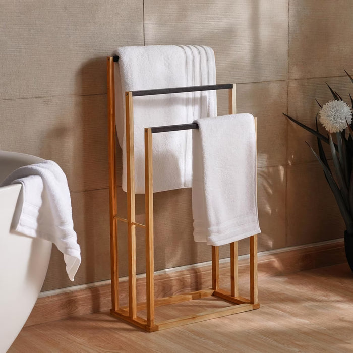 Rag Bamboo 3 Rails Towel Stand 42X24X82 Cm - Natural