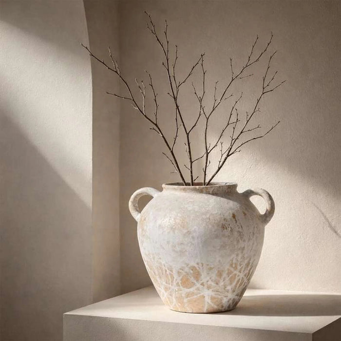 Rainah Terracotta Vase With Two Handles 30X24.5X24Cm - White