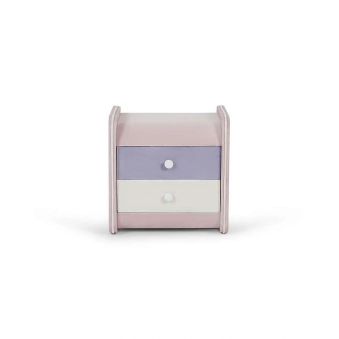 Rainbow Retreat Kids Nightstand With 2 Drawers Upholstered - Blush Pink Pan Home