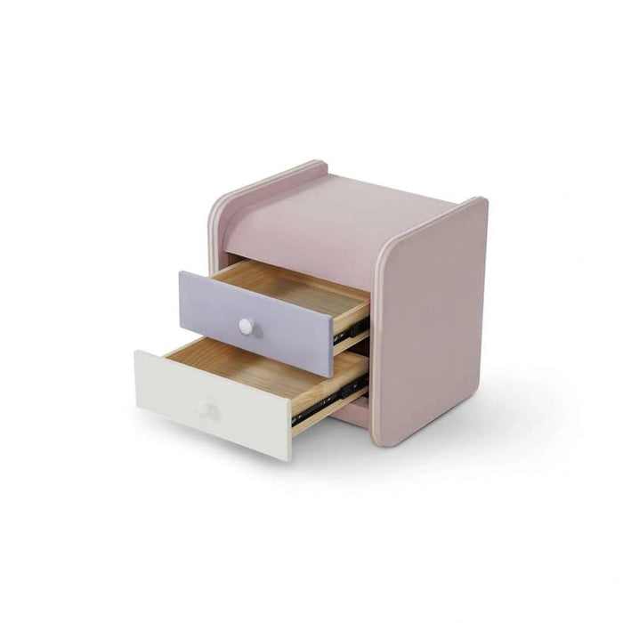 Rainbow Retreat Kids Nightstand With 2 Drawers Upholstered - Blush Pink Pan Home