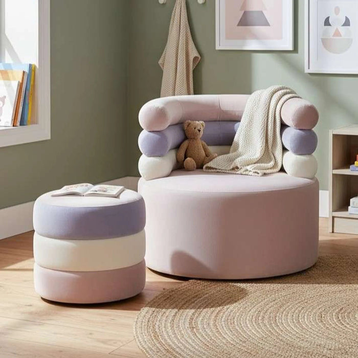 Rainbow Retreat Kids Seating And Stool Upholstered - Blush Pink Pan Home