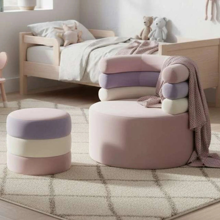Rainbow Retreat Kids Seating And Stool Upholstered - Blush Pink Pan Home