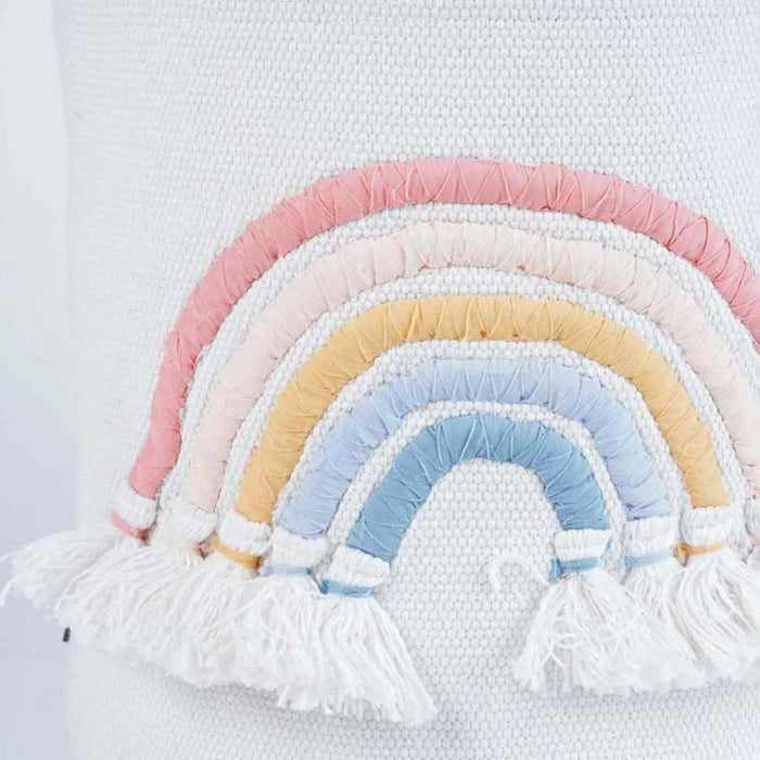 Rainbow Storage Basket With Tassels 35X35X35Cm-Pink