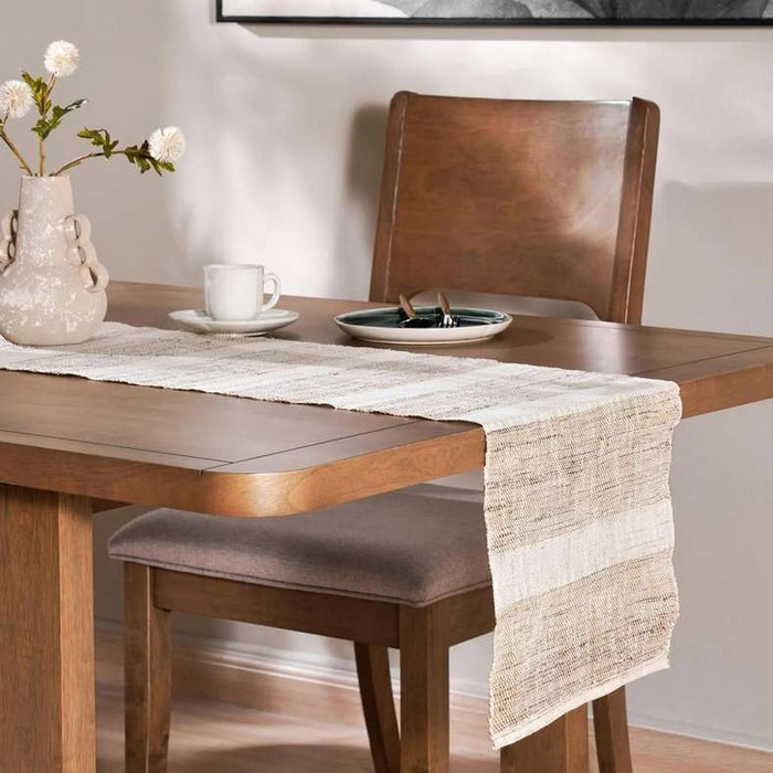 Ramie Stripe Woven Table Runner-33X180Cm- Natural