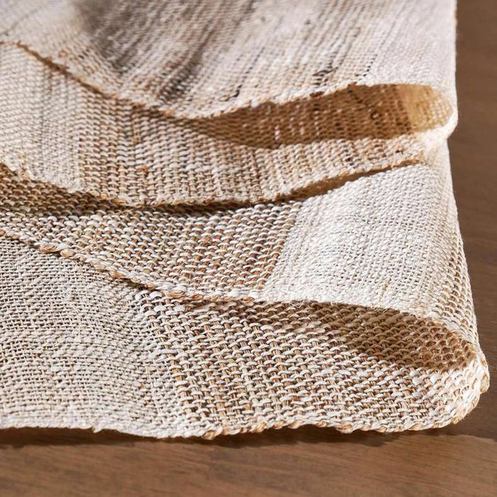 Ramie Stripe Woven Table Runner-33X180Cm- Natural