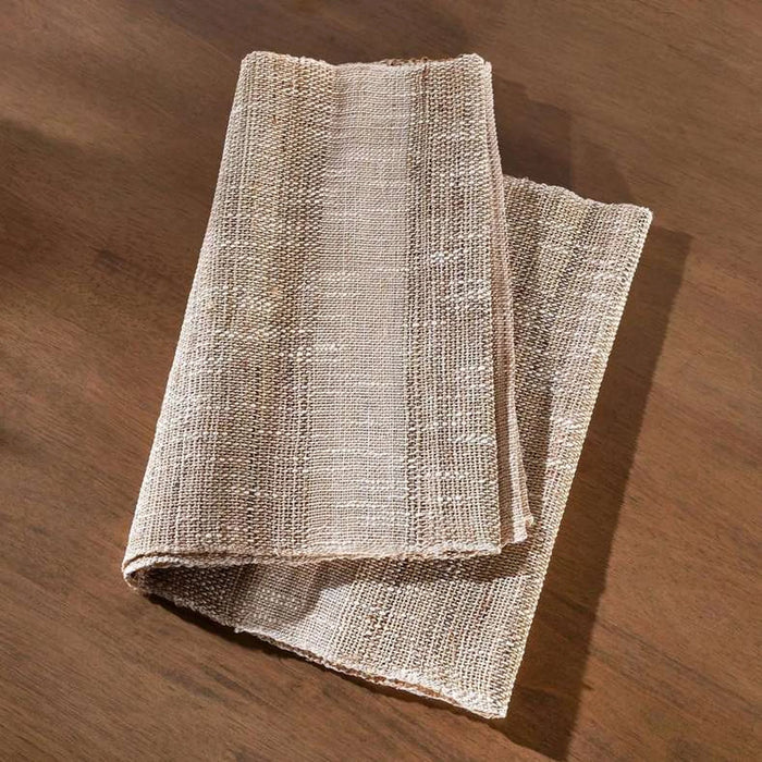Ramie Stripe Woven Table Runner-33X180Cm- Natural