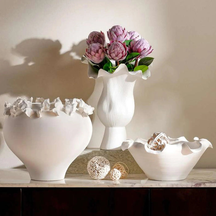 Rana Ceramic Handmade Petal Decor Bowl 36X36X16Cm - White Pan Home