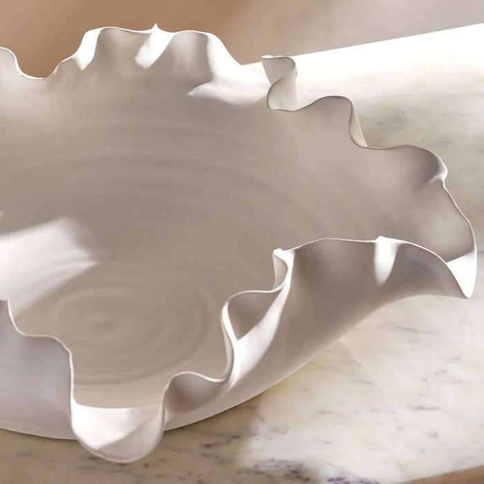 Rana Ceramic Handmade Petal Decor Bowl 40X40X11.5Cm - White Pan Home