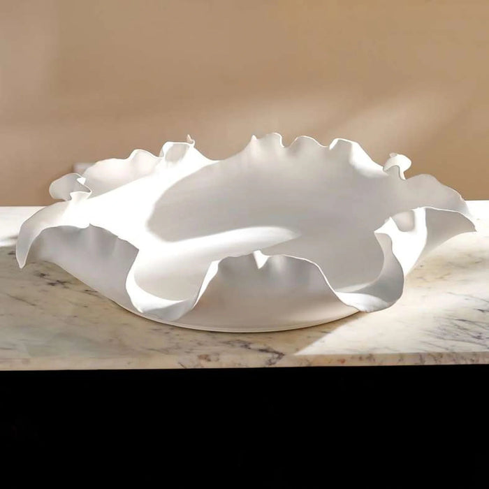 Rana Ceramic Handmade Petal Decor Platter 50.5X50.5X8.5Cm - White Pan Home