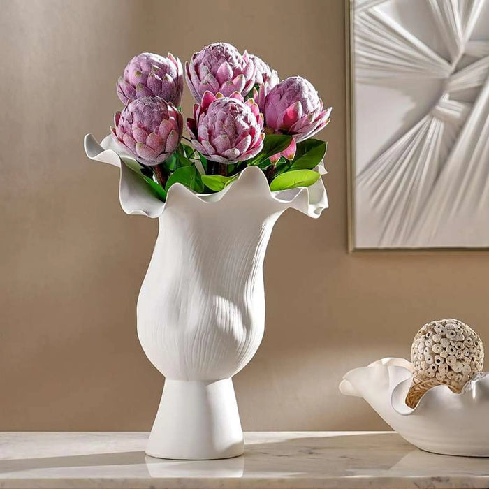 Rana Ceramic Handmade Petal Decor Vase 234X34X43Cm - White